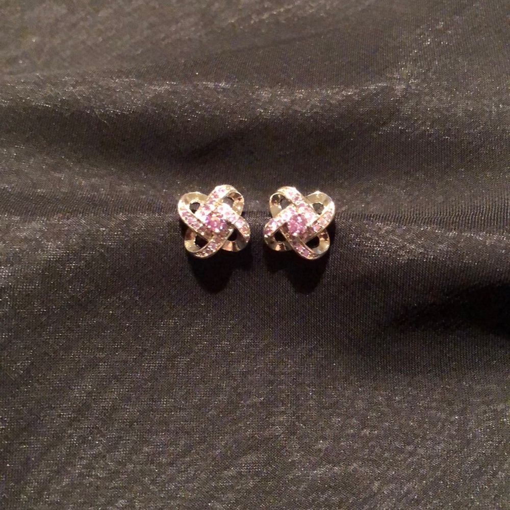 Described on purchase as Purple Knot 925 Sterling Silver Earrings